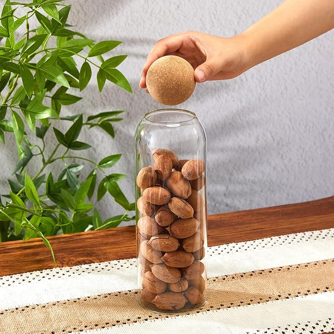 Suclain 6 Pcs Glass Jars with Cork Ball Lid Farmhouse Kitchen Canisters Coffee Bar Countertop Container Rustic Storage Jars for Bean Nut Sugar Coffee Tea Organizer Housewarming Gift (40 oz)