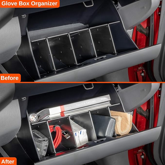 Vehicle OCD - Center Console Divider, Tray, and Glove Box Organizer for Toyota Tacoma (2005-2015) - Made in USA - SLX500