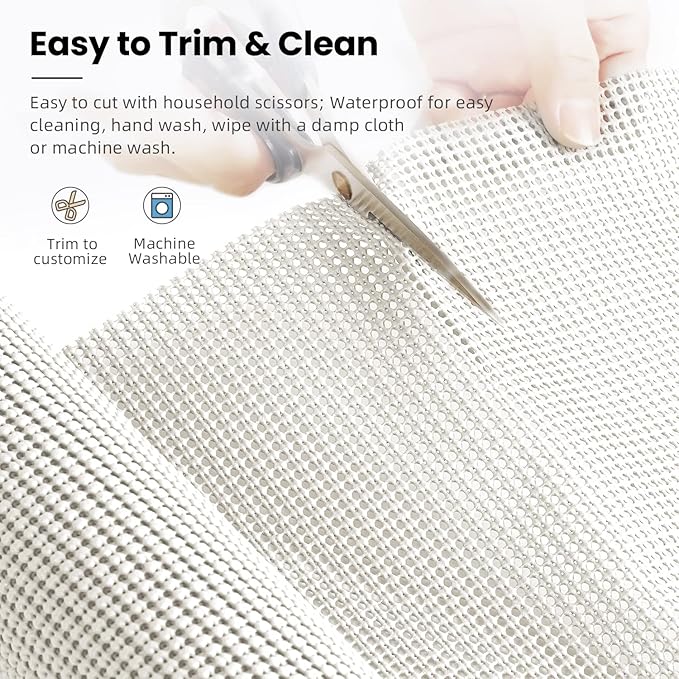 BAGAIL Non-Adhesive Shelf Liner, Thick Strong Grip Drawer Liners for Kitchen Cabinets, Heavy-Duty Easy Cut Cabinet Liners for Shelves, Pantry, Bathroom Cupboards - 12" x 10FT, White