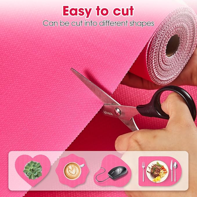Drawer and Shelf Liner, Non-Slip Kitchen Cabinet Liners Non-Adhesive Thick Strong Grip Waterproof Washable Mats Protect Dresser Shelves Cupboard Bathroom Cabinets, Fuchsia, 18 in X 20 FT