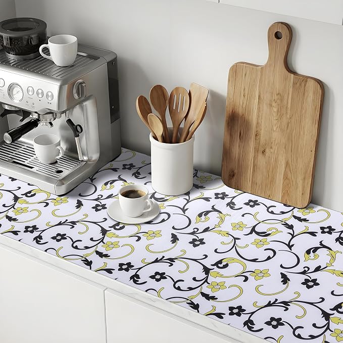 Shelf Liners Non Adhesive 12'' X 120'' Drawer Liner for Kitchen Cabinets, Waterproof Shelf Liners Durable Anti-Slip for Kitchen Cabinets Cupboard Liner