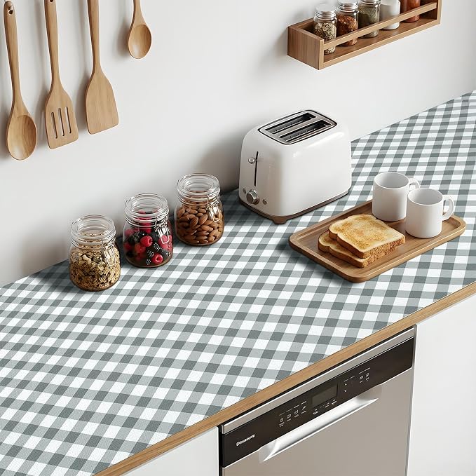 Shelf Liners Non Adhesive 5Rolls*20'' X 72'' Drawer Liner for Kitchen Cabinets, Waterproof Shelf Liners Durable Anti-Slip for Kitchen Cabinets Cupboard Liner