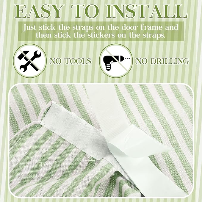 VitalCozy Cabinet Curtain 28" W x 51" L Sage Green Sink Skirt for Bathroom Kitchen Spring Green Strips Short Curtain for Home Classroom Drape Under Desk Privacy Drape for Laundry Room