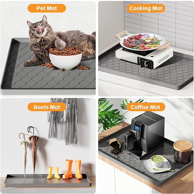 Winisok Silicone Under Sink Mat 37" x 19", kitchen Essentials and Gadgets, Shelf liner and Cabinet Protector, Home Organizers and Storage, Waterproof Bathroom Tray