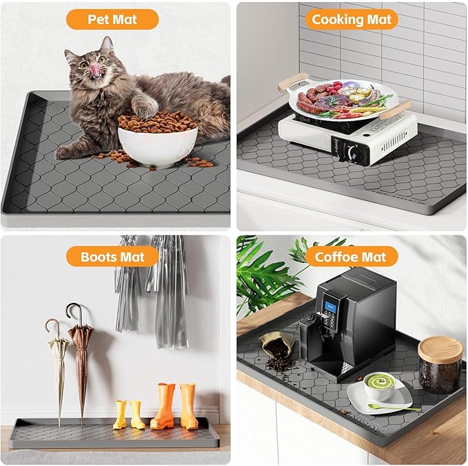 Winisok Silicone Under Sink Mat 25" x 22", kitchen Essentials and Gadgets, Shelf liner and Cabinet Protector, Home Organizers and Storage, Waterproof Bathroom Tray