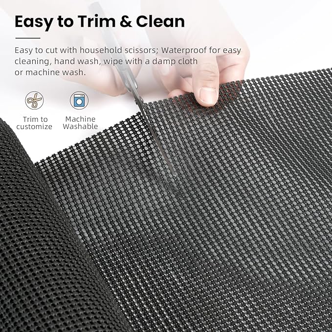 BAGAIL Non-Adhesive Shelf Liner, Thick Strong Grip Drawer Liners for Kitchen Cabinets, Heavy-Duty Easy Cut Cabinet Liners for Shelves, Pantry, Bathroom Cupboards - 17.5" x 20FT, Charcoal