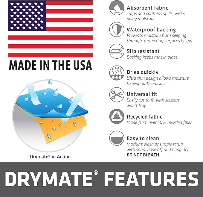 Drymate Premium XL Under Sink Mat, Waterproof Cabinet Protection Mats for Kitchen & Bathroom, Absorbent Shelf Liners, Slip-Resistant, Non-Adhesive, Machine Washable (USA Made)(24”x59”)(Light Grey)