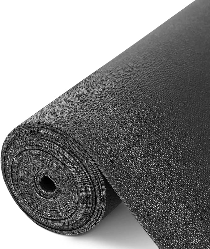 WochiTV Shelf Liner for Cabinets, Drawer 20 x 118 inches, Non Adhesive Non Slip Foam Rubber Mat for Kitchen, Pantry, Bathroom, Cupboard, Garage, Closet, Shelves, Drawer, Tool Box, Black