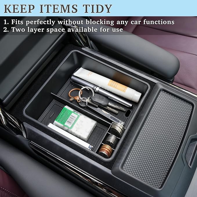 Center Console Organizer for 2023-2026 Range Rover & Range Rover Sport (without Refrigerator), Armrest Storage Box Insert Tray Interior Accessories