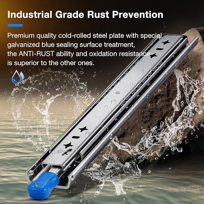 Heavy Duty Locking Drawer Slides Full Extension Runners with Lock 12 14 16 18 20 22 24 26 28 30 32 34 36 38 40 Inch Side Mount Rails for Drawer Capacity 236lb 1 Pair