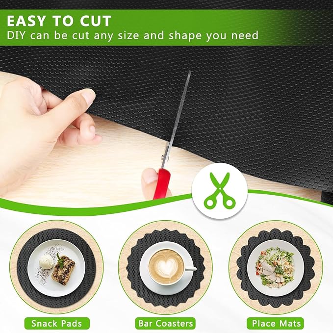 WochiTV Shelf Liner for Cabinets, Drawer 23.6 Inch x 15 Feet, Non Adhesive EVA Plastic Waterproof Protectors Mats for Kitchen, Pantry, Bathroom Closet, Cupboard, Black