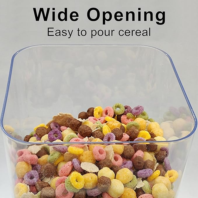 Cereal Dispenser Countertop with lids, Organization and Storage Containers for Kitchen and pantry, 5L Rice Dispenser for Cereal, Beans, Grains, Nuts, Snack,Oatmeal, Dog Food, Bird Seed, Black, 2Pc