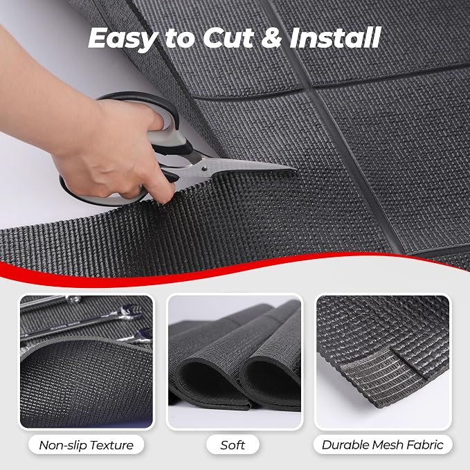 Black Shelf Liner for Under Sink - 5 mm Thick Strong Grip Non-Slip Large Toolbox Drawer Mat for Wire Shelving Cabinet - 24 in Wide × 68 Inch