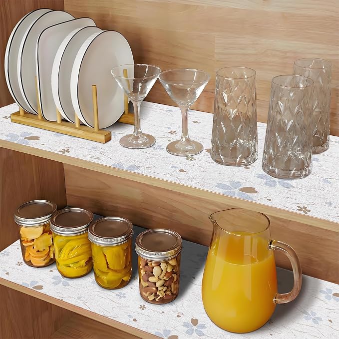 Non Adhesive Shelf Liner 10Rolls*12'' X 120'' Drawer Liner for Kitchen Cabinets, Waterproof Shelf Liners Durable Anti-Slip for Kitchen Cabinets Cupboard Liner