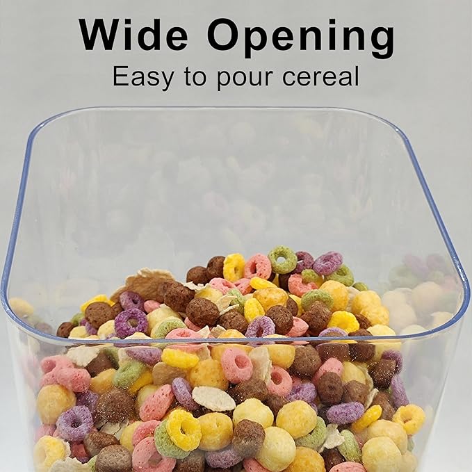 Cereal Dispenser Countertop with Lids, 5L Organization and Storage Containers for Kitchen and pantry, Rice Dispenser for food, Cereal, Beans, Nuts, Snack,Oatmeal, Dog Food, Bird Seed, Black, 3Pc