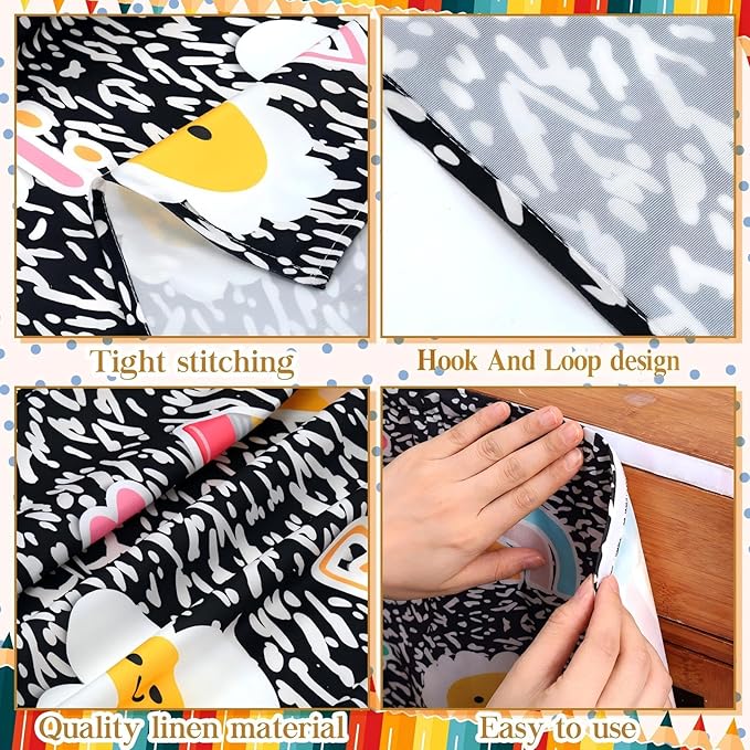 VitalCozy Composition Notebook Table Skirt for Classroom Teacher 28" W x 51" L Desk Curtain Skirts Teacher Appreciation Week Back to School Gifts for Kindergarten Classroom Office Bookcase Decoration