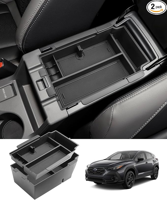 2 Layer-2024 2025 2026 Crosstrek Center Console Organizer for Subaru Crosstrek (Base/Premium/Sport/Limited/Wildernes),Durable ABS 2025 Crosstrek&Impreza Tray 2026 Crosstrek Hybrid Accessories