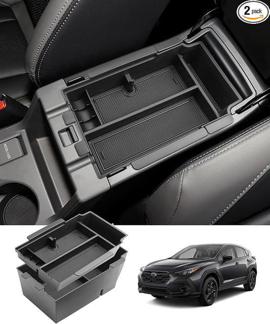 2 Layer-2024 2025 2026 Crosstrek Center Console Organizer for Subaru Crosstrek (Base/Premium/Sport/Limited/Wildernes),Durable ABS 2025 Crosstrek&Impreza Tray 2026 Crosstrek Hybrid Accessories