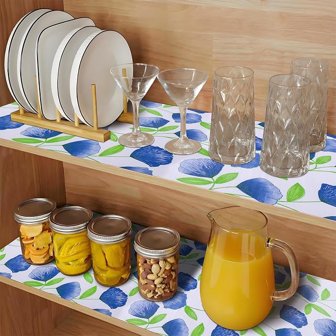 Non Adhesive Shelf Liner 5Rolls*12'' X 120'' Drawer Liner for Kitchen Cabinets, Waterproof Shelf Liners Durable Anti-Slip for Kitchen Cabinets Cupboard Liner