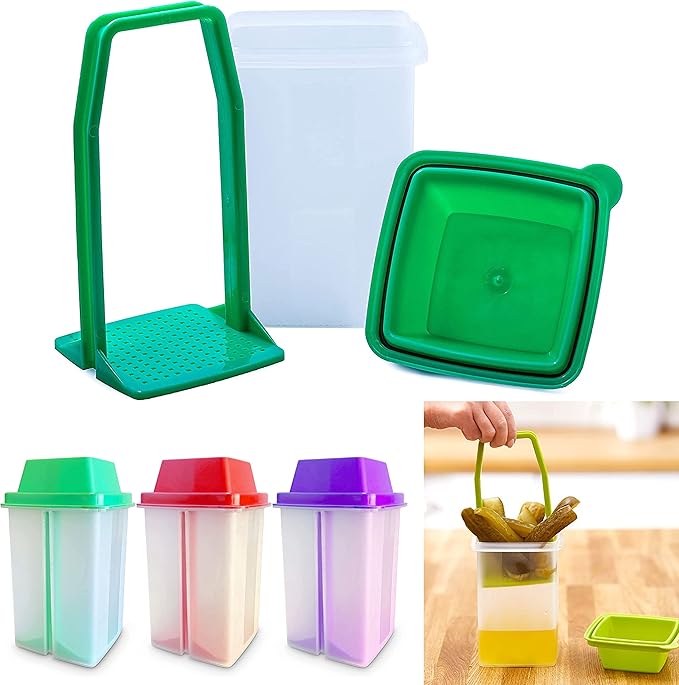 1 Large Pickle Jar Holder Olive Jalapeno Keeper Container Food Storage Strainer