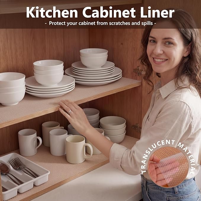 PABUSIOR Cabinet Drawer Liners Clear: Non Slip 100% EVA Multiple Wide Cupboard Mats 11" x 240" - Non-Adhesive Waterproof Kitchen Refrigerator Shelf Liner for Pantry Shelves Bathroom