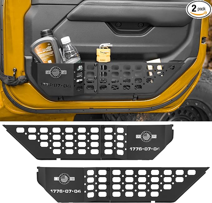 2Pcs Metal Front Door Storage Box for Jeep Wrangler JL JLU 4XE 2018-2024 & Gladiator JT 2020-2024 Interior Storage Expansion Front Door Storage Pockets Side Insert Organizer Accessories