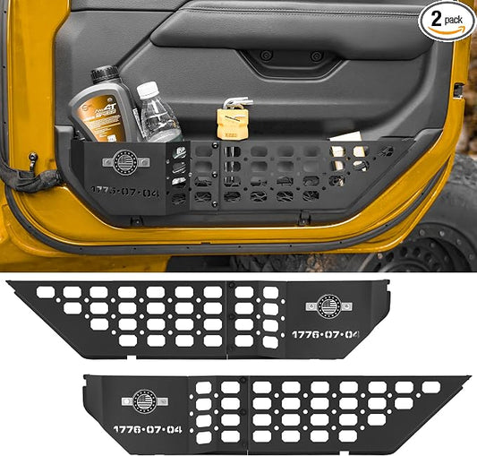 2Pcs Metal Front Door Storage Box for Jeep Wrangler JL JLU 4XE 2018-2024 & Gladiator JT 2020-2024 Interior Storage Expansion Front Door Storage Pockets Side Insert Organizer Accessories