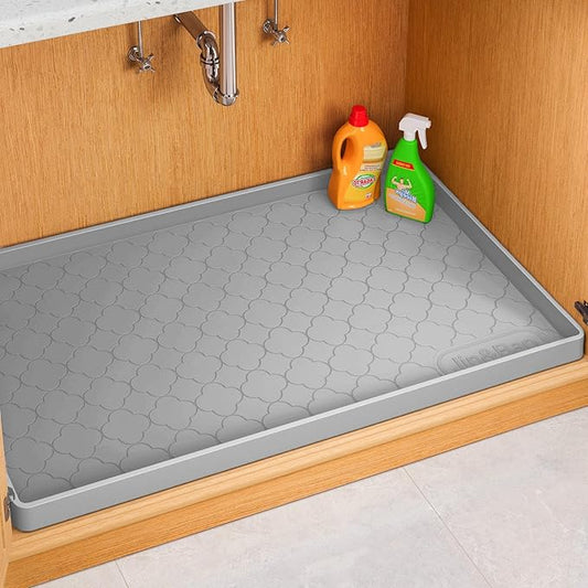 Jin&Bao Waterproof Under Sink Mat 22" x 19", Thick Silicone Mat Cabinet Protector for Kitchen and Bathroom, Shelf Liner, Home Organizer and Storage, Multipurpose Tray for Gadgets and Essentials