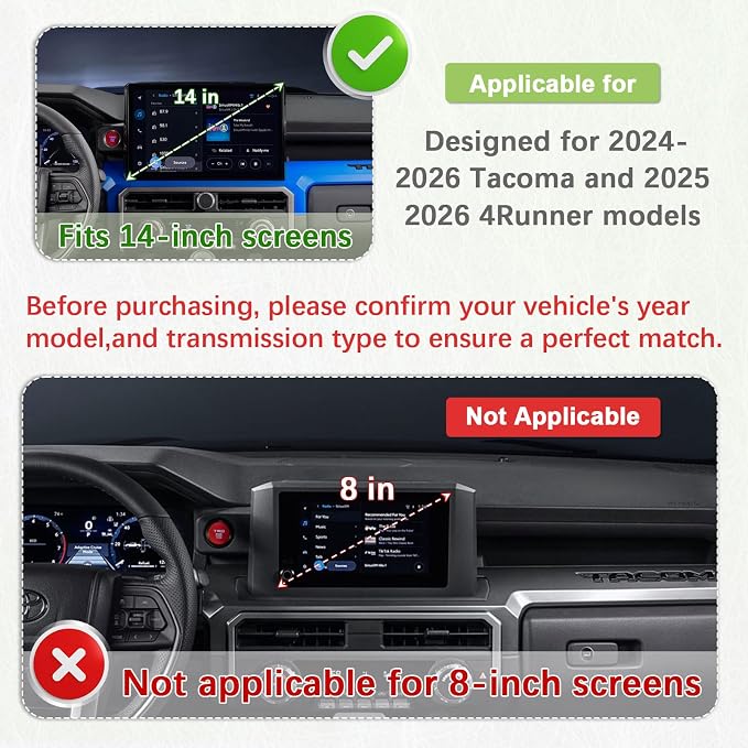 HGWEI Dashboard Storage Box Compatible with 2024-2026 Toyota Tacoma & 2025 2026 4Runner (14 Inch Screen Only), Behind Screen Dash Tray Interior Center Console Organizer Accessories-Not for 8" Screen
