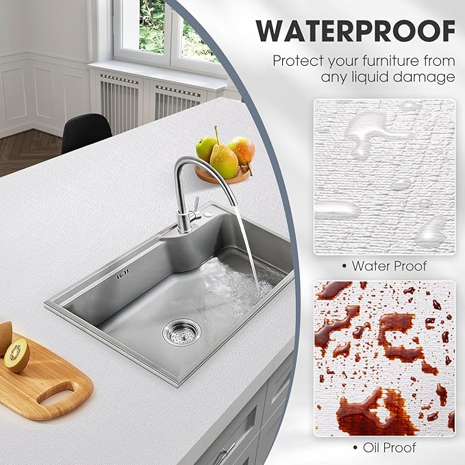 Drawer and Shelf Liner, Non-Slip Kitchen Cabinet Liners Non-Adhesive Thick Strong Grip Waterproof Washable Mats Protect Dresser Shelves Cupboard Bathroom Cabinets, White, 12 in X 10 FT