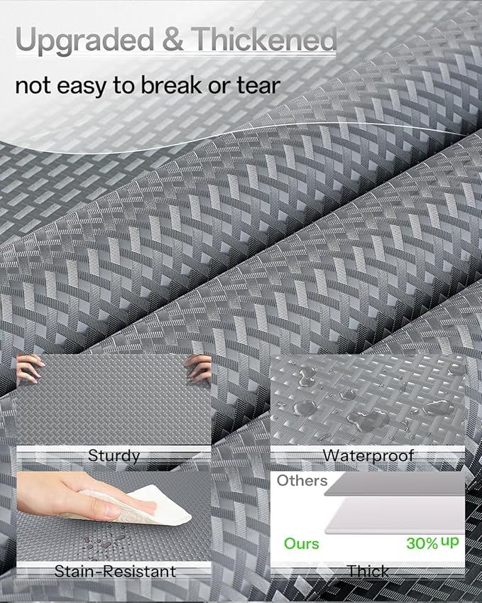 Shelf and Drawer Liner for Kitchen Cabinet, Non-Adhesive 18in x 360in Waterproof Contact Paper Refrigerator Liners Thickened Durable EVA Material Non Slip Mat for Dresser Cupboard Pantry Protector