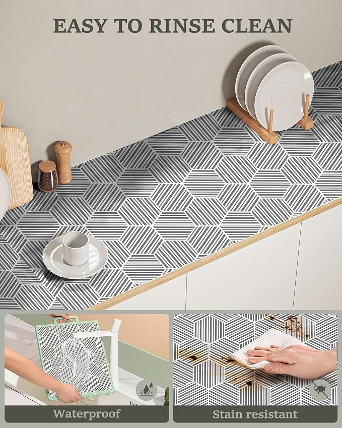 Shelf Liner Drawer Liner for Kitchen Cabinet, 17.5In x 20FT Non-Adhesive Slip Resistant Cabinet Liners, Thickened Strong Grip Waterproof Shelf Paper Protect Cupboard, Dresser, Bathroom Drawers, Gray