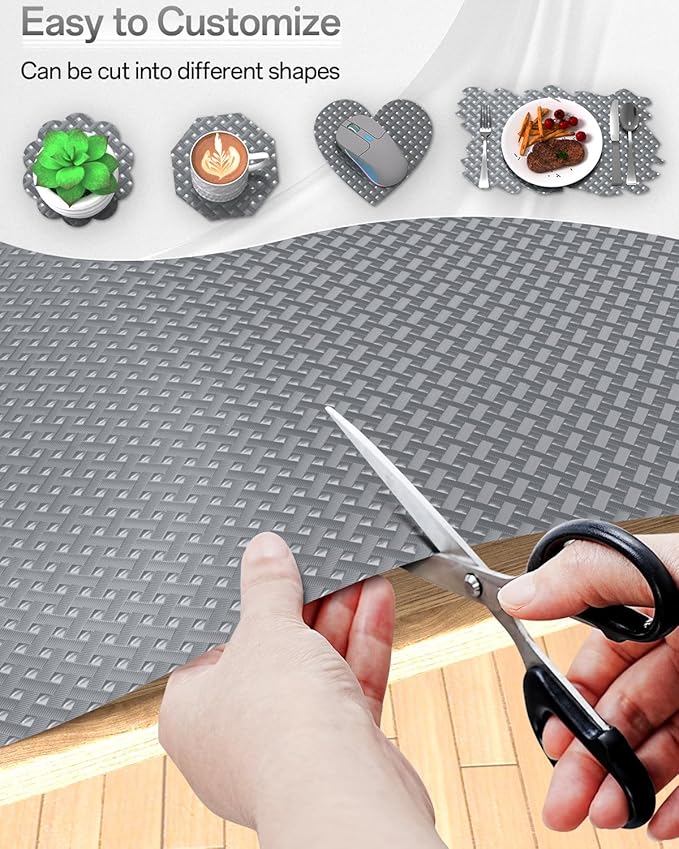 Shelf and Drawer Liner for Kitchen Cabinet, Non-Adhesive 24in x 360in Waterproof Contact Paper Refrigerator Liners Thickened Durable EVA Material Non Slip Mat for Dresser Cupboard Pantry Protector