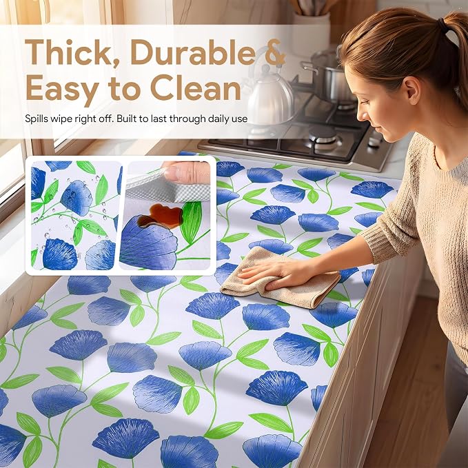Non Adhesive Shelf Liner 10Rolls*17.7'' X 96'' Drawer Liner for Kitchen Cabinets, Waterproof Shelf Liners Durable Anti-Slip for Kitchen Cabinets Cupboard Liner
