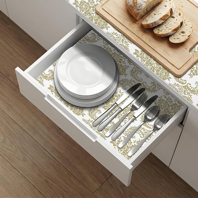 Shelf Liners Non Adhesive 17.7'' X 288'' Drawer Liner for Kitchen Cabinets, Waterproof Shelf Liners Durable Anti-Slip for Kitchen Cabinets Cupboard Liner