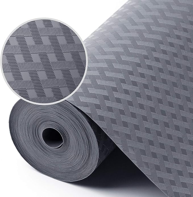 Shelf Liners for Kitchen Cabinets Refrigerator Liners Waterproof Kitchen Cupboard Liner Durable Plastic Drawer Mats EVA Material Non Adhesive Fridge Mats for Shelves - Gray 17.5 x 236.2 Inches