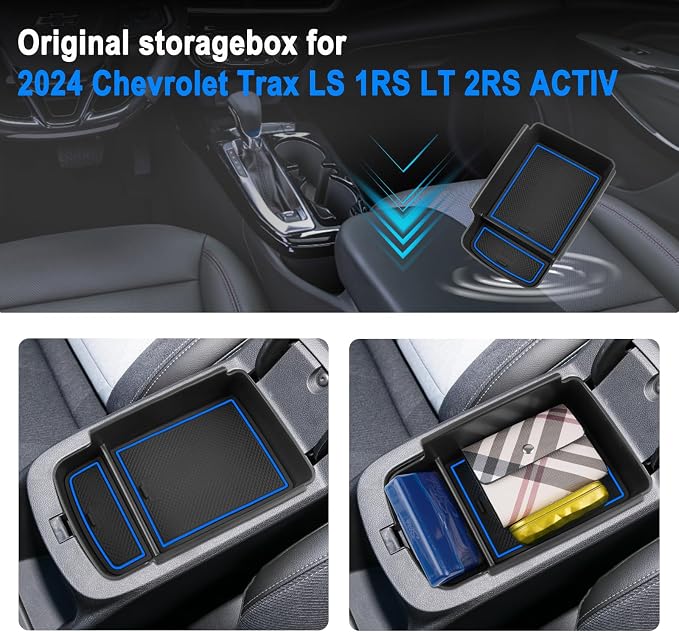 SHAOHAO 2025 2026 Chevy Trax Center Console Organizer Tray Compatible with 2024 2025 2026 Chevy Trax Accessories (LS/1RS/LT/2RS/ACTIV) Armrest Storage Box Organizer 2024 2025 2026 Trax Insert Tray