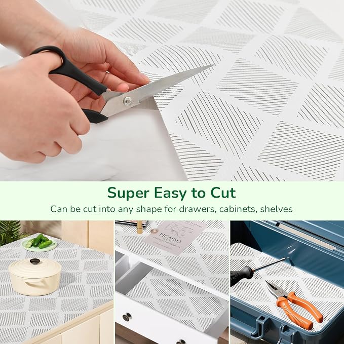 Drawer and Shelf Liner for Kitchen, Non-Slip Non-Adhesive Cabinet Liners for Cupboard, Dresser, Shelves, Tool Box, Pantry, Thickened Easy Install, Strong Grip, 11.8in x 10FT, Gray