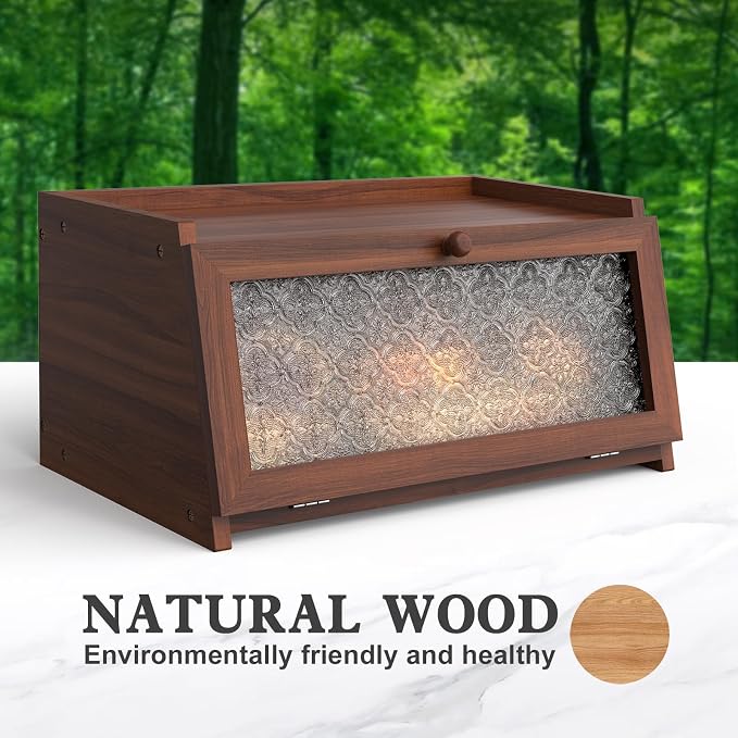 LOHASOK Bread Box for Kitchen Countertop Large Bread Box Farmhouse Bread Container Bread Storage with Window Bread Holder
