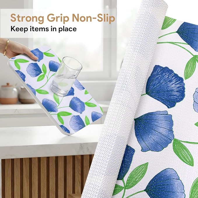 Non Adhesive Shelf Liner 3Rolls*17.7'' X 96'' Drawer Liner for Kitchen Cabinets, Waterproof Shelf Liners Durable Anti-Slip for Kitchen Cabinets Cupboard Liner