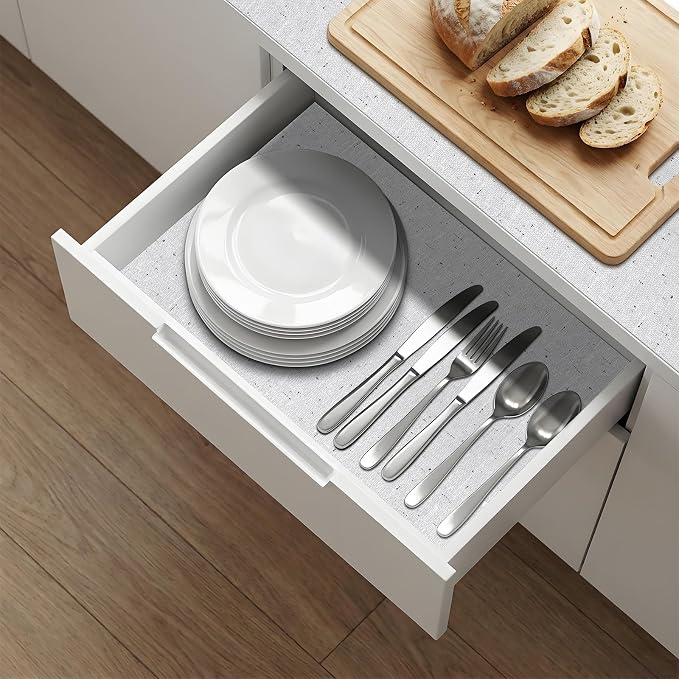 Shelf Liner 12'' X 240'' Drawer Liners Shelf Liners for Kitchen Cabinets Non Adhesive, Strong Grip Anti Slip Cabinet Liners for Shelves, Oil-Proof Waterproof Cupboard Liner