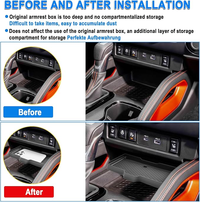 SHAOHAO 2 Pcs for 2025 2026 Nissan Frontier Center Console Organizer for 2022 2023 2024 2025 2026 Nissan Frontier Accessories (S/SV/Pro-X/Pro-4X/SL) Middle Console Tray Space Expand Armrest Organizer