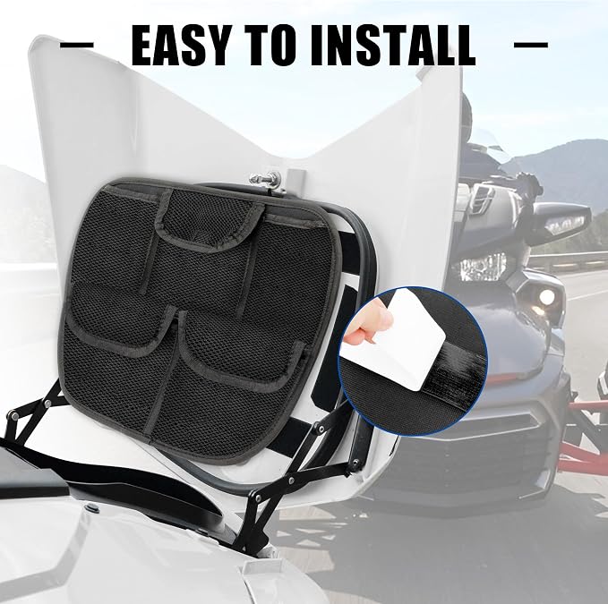 Front Trunk Lid Organizer with 5 Mesh Wall Pocket for Spyder, Frunk Tool Bag Storage Accessory for Can-Am Spyder F3 F3-S F3-T F3-L 2015-2025 (Black Style)