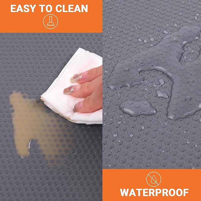 FLPMIX 15-Inch Kitchen Shelf Liners: Waterproof Cabinet Drawer Mats 15 x 240 Inch - Dark Grey Easy to Cut Non-Adhesive Pantry Cupboard Liner for Shelving