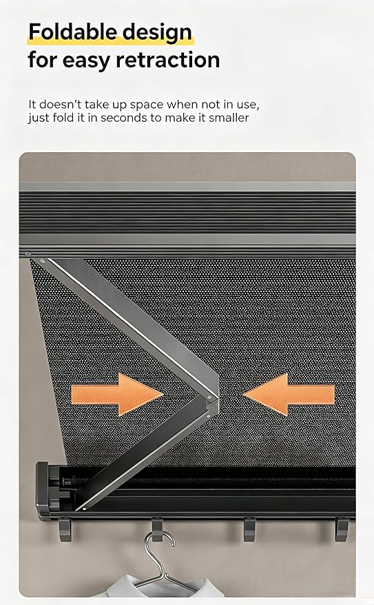 Foldable Pull-Out Cabinet Drawer Organizer, Under Sink Slide-Out Storage Shelf with Hooks, No Drill Installation for Kitchen, Bathroom, Pantry and Home Organization (with Towel Bar)