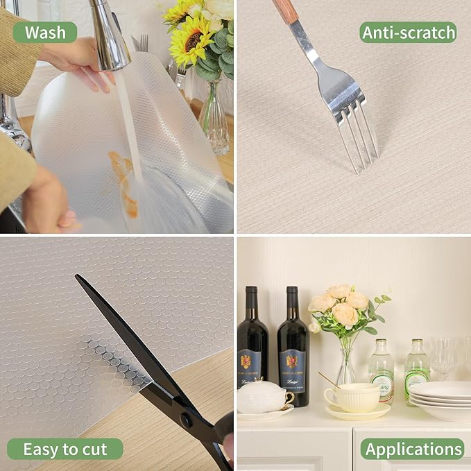 Shelf Liners 24 inch x 20 ft Kitchen Cabinets Liner Non-Stick Drawer Mats EVA Protector Shelving Cupboard Lining (Clear, 24 inch x 20 ft)