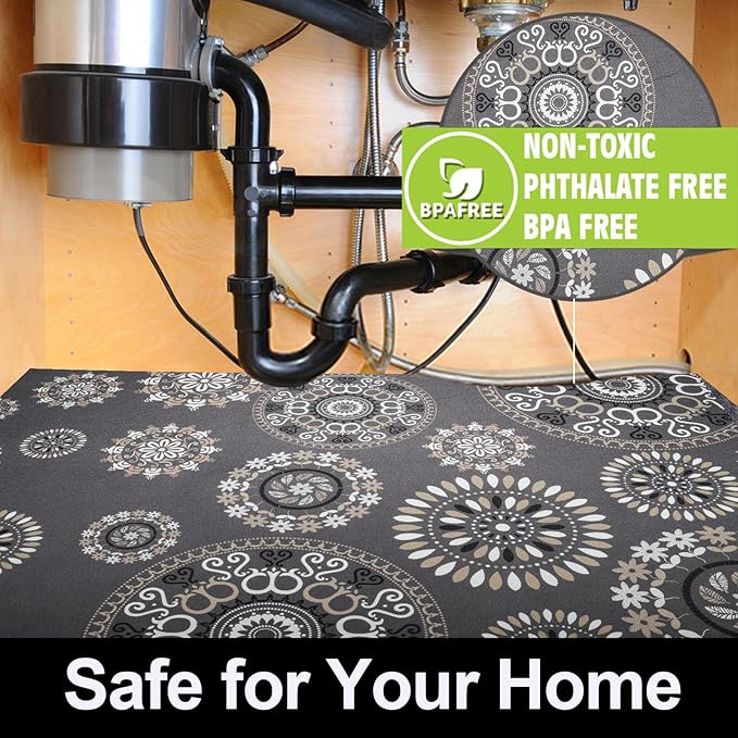 AiBOB Waterproof Under Sink Mat, Absorbent Quick Dry Sink Liners Protect Cabinets, Durable Shelf Liners, Slip Resistant and Non-Adhesive, 24X36, Multi