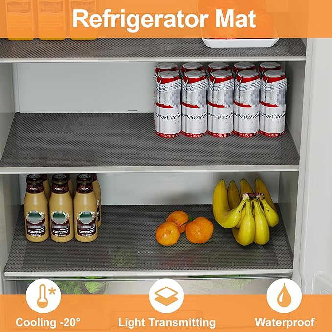 FLPMIX Non-Adhesive Kitchen Cabinet Liner: Waterproof Easy to Cut Small Drawer Shelf Liners - Clear Refrigerator Mat for Cupboard Pantry Shelves - Translucent Grey 12" x 396"