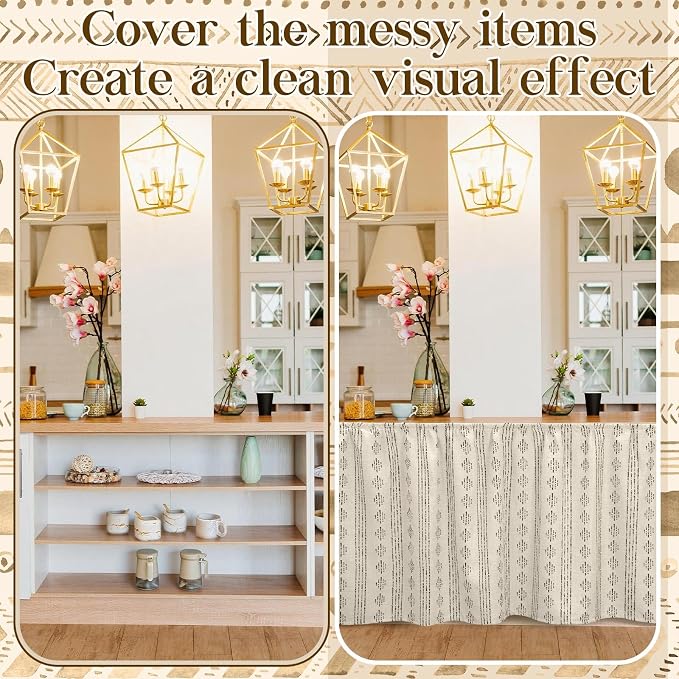 VitalCozy Cabinet Curtains 35" W x 35" L Sink Skirt for Bathroom Kitchen Blue White Plaid Double Layer Ruffles Cabinet Curtains for Classroom Home Farmhouse Rustic Drape Under Desk Privacy Drape
