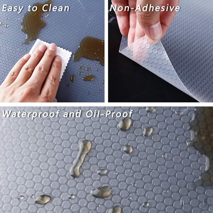HooTown Refrigerator, Fridge, Freezer Shelf Liner and Drawer Mats 17.5 Inch Wide x 6.5 Feet Long, Non Slip EVA Plastic Washable Waterproof Pads for Kitchen Cabinet, Pantry Closet, Cupboard, Clear